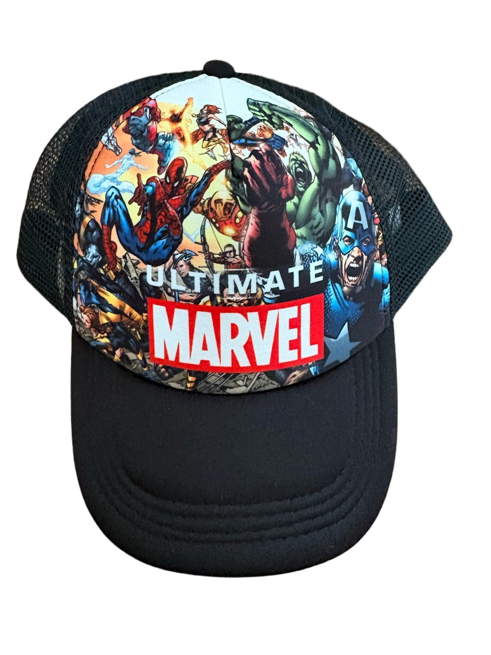 Marvel Black Mesh Adjustable Trucker Hat